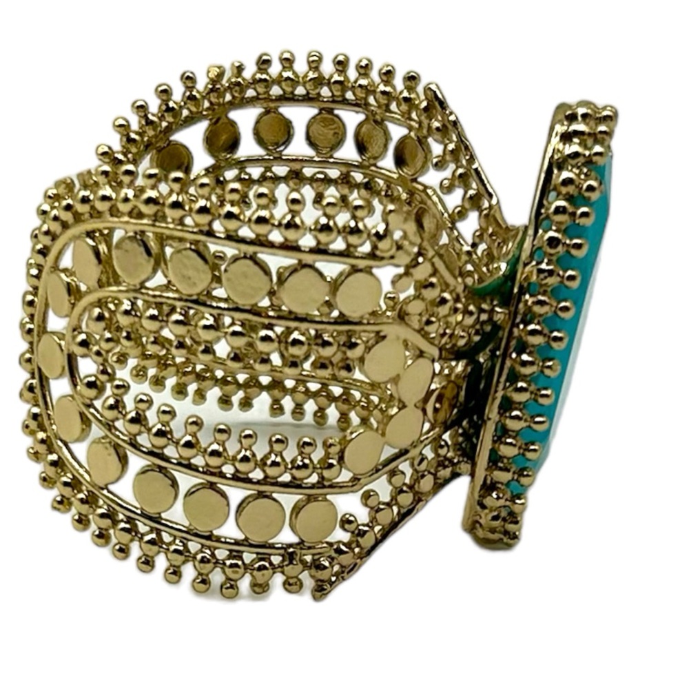 Kendra Scott Abena Turquoise Gold Cuff Bracelet Used on Runway Fashion Show 🥰 - Picture 8 of 15
